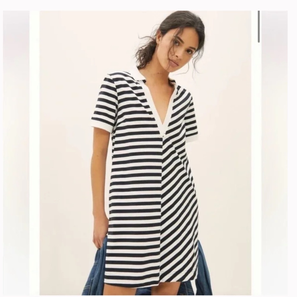 Never worn!! Black & White Striped T-Shirt Dress from  Anthropologie- Size XS!